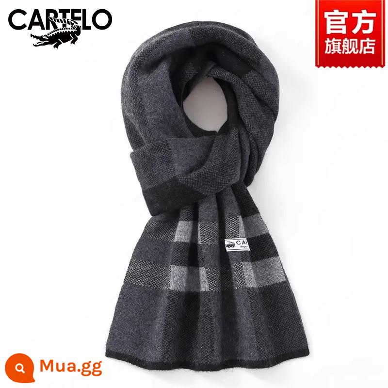 Khăn Cá Sấu Nam Mùa Đông Cao Cấp Quà Tặng Sinh Nhật Cashmere Thời Trang Đa Năng Phong Cách Hàn Quốc Len Dệt Kim Ấm Áp Khăn Quàng Cổ - W016-Xám đậm