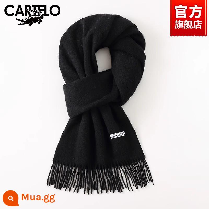 Khăn cá sấu nữ mùa đông 2022 mới 100% cashmere nguyên chất cao cấp ấm áp dễ thương cho bạn gái - W103-đen