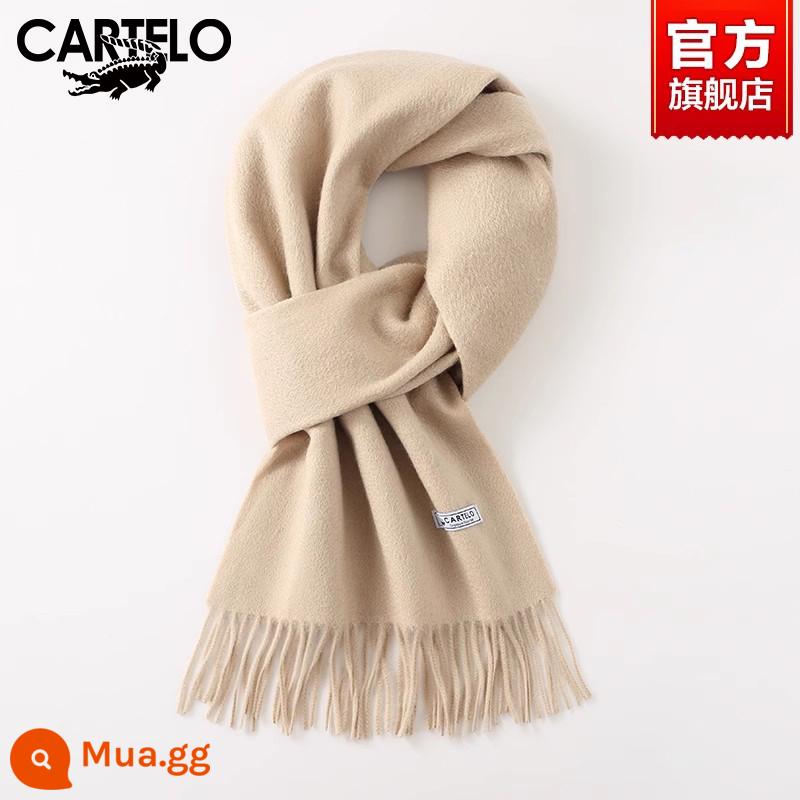 Khăn cá sấu nữ mùa đông 2022 mới 100% cashmere nguyên chất cao cấp ấm áp dễ thương cho bạn gái - W103-Cà phê nhẹ