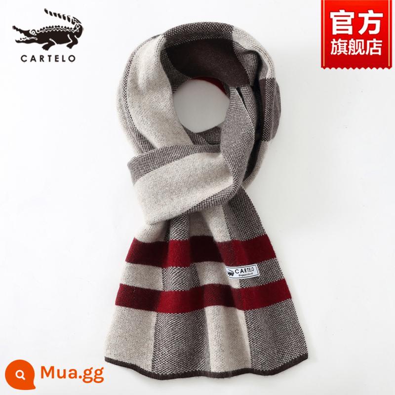 Khăn choàng nam cá sấu mùa đông cashmere cao cấp quà tặng sinh nhật cho chồng và bạn trai dày khăn len ấm áp dành cho nam - W016-Đỏ lạc đà