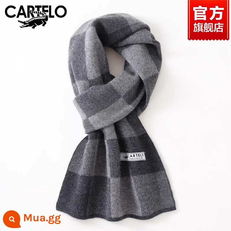 Khăn quàng cá sấu nam cashmere mùa đông tất kẻ sọc cao cấp quà tặng bạn trai Quà Tết dày dặn ấm áp khăn len - W013-xám nhạt