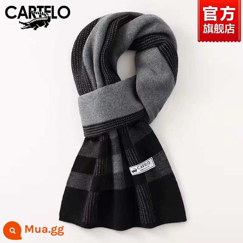 Khăn quàng nam cashmere cá sấu mùa đông cặp đôi phù hợp tặng quà sinh nhật bạn trai cao cấp hộp quà khăn ấm áp - W2177-xám đen