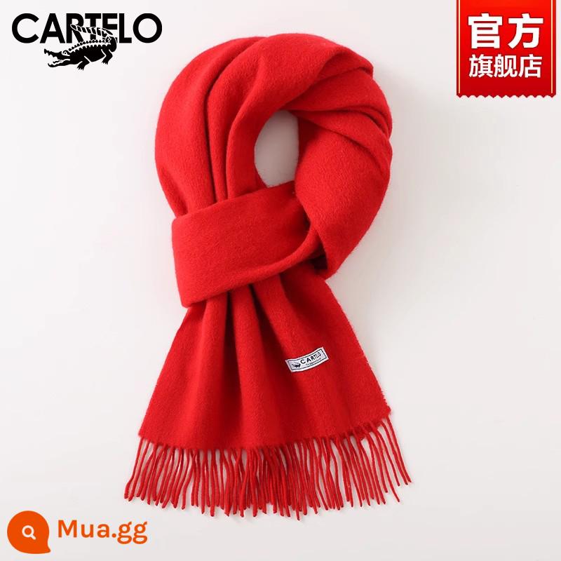 Khăn cá sấu nữ mùa đông 2022 mới 100% cashmere nguyên chất cao cấp ấm áp dễ thương cho bạn gái - W103-màu đỏ lớn