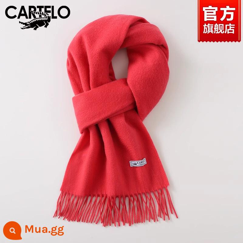 Khăn cá sấu nữ mùa đông 2022 mới 100% cashmere nguyên chất cao cấp ấm áp dễ thương cho bạn gái - W103-dưa hấu đỏ