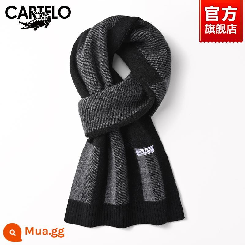 Khăn choàng nam cá sấu mùa đông cashmere cao cấp quà tặng sinh nhật cho chồng và bạn trai dày khăn len ấm áp dành cho nam - ZL01 xám đen