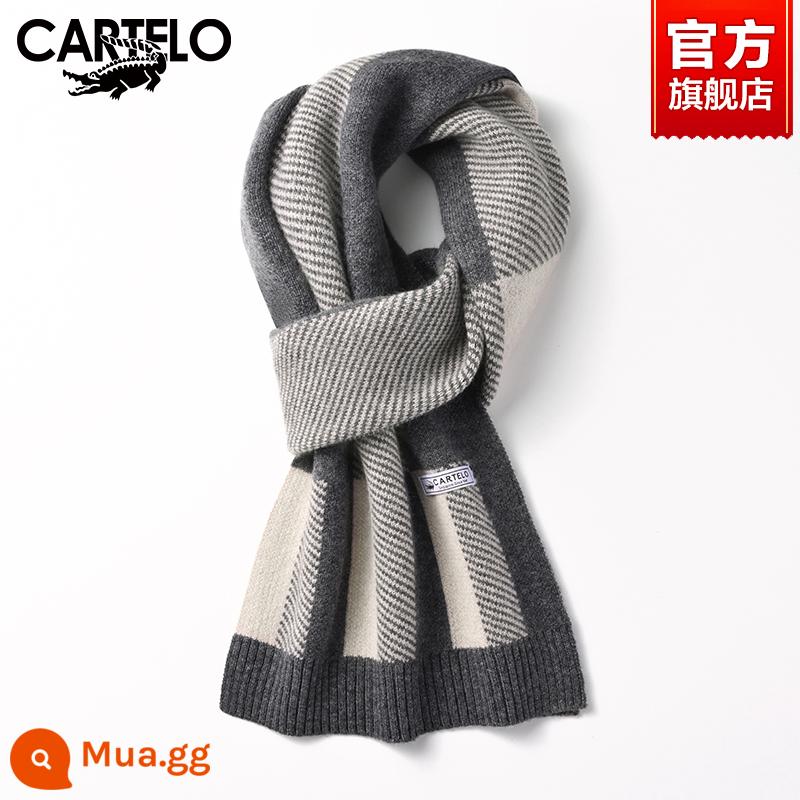 Khăn choàng nam cá sấu mùa đông cashmere cao cấp quà tặng sinh nhật cho chồng và bạn trai dày khăn len ấm áp dành cho nam - Lạc đà xám ZL01