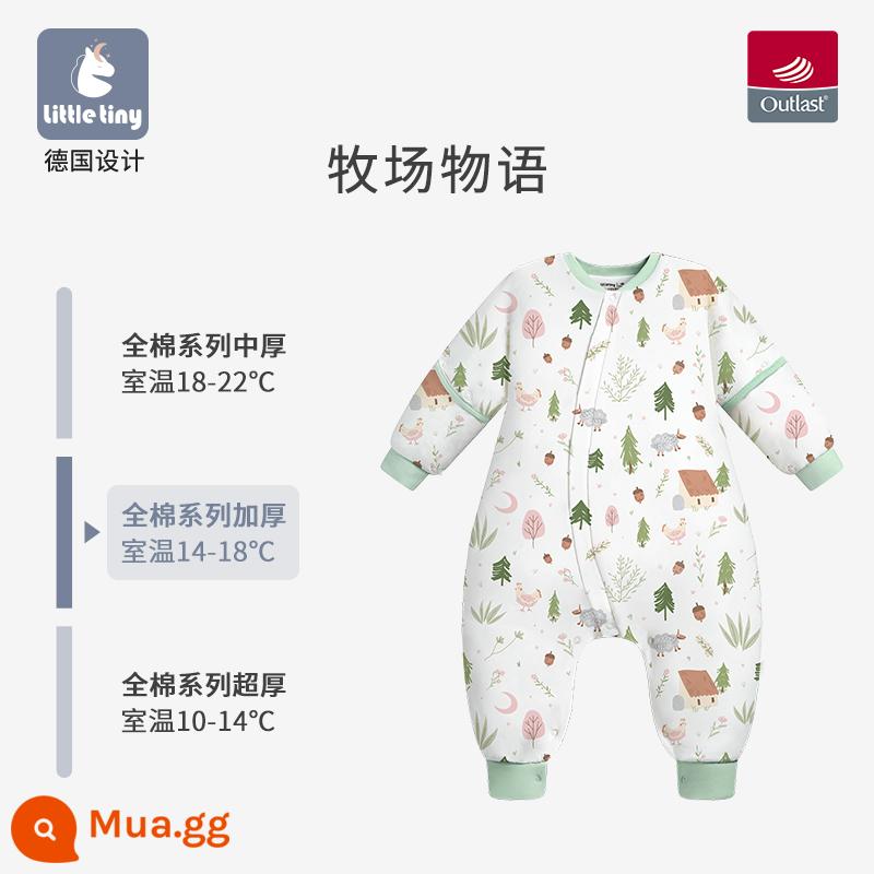 Túi ngủ cho bé littletiny cho bé mùa thu đông trẻ em nhiệt độ không đổi cotton nguyên chất mùa xuân bộ đồ ngủ xẻ chân lớn cho trẻ em chăn bông chống đá - Câu chuyện thu hoạch - Chất liệu dày 100% cotton có thể điều chỉnh nhiệt độ [thích hợp với nhiệt độ phòng 14-18oC]