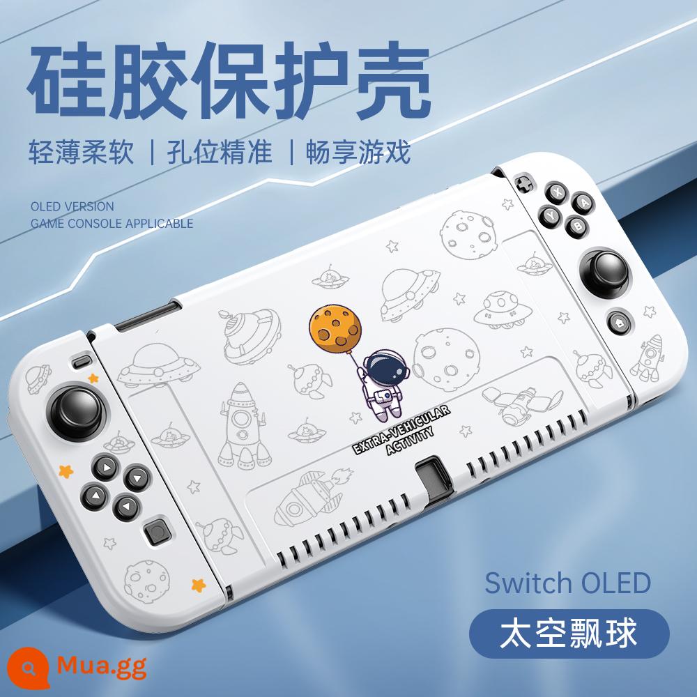 Thích hợp cho vỏ bảo vệ Nintendo switch, vỏ switcholed mới, vỏ tay cầm silicon hai mảnh, vỏ bảo vệ NS, đế cắm OLED, vỏ mềm lưu trữ bảng điều khiển trò chơi riêng biệt - chuyển đổi OLED√vỏ mềm lỗ mịn mới được nâng cấp✦[quả bóng nổi không gian màu trắng cổ]★mũ miễn phí