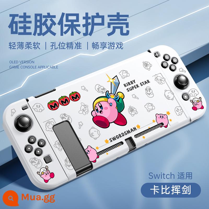 Thích hợp cho vỏ bảo vệ Nintendo switch, vỏ switcholed mới, vỏ tay cầm silicon hai mảnh, vỏ bảo vệ NS, đế cắm OLED, vỏ mềm lưu trữ bảng điều khiển trò chơi riêng biệt - switch√Vỏ mềm có lỗ mịn mới được nâng cấp✦[Thanh kiếm xoay Kirby màu trắng cổ]★ Mũ miễn phí