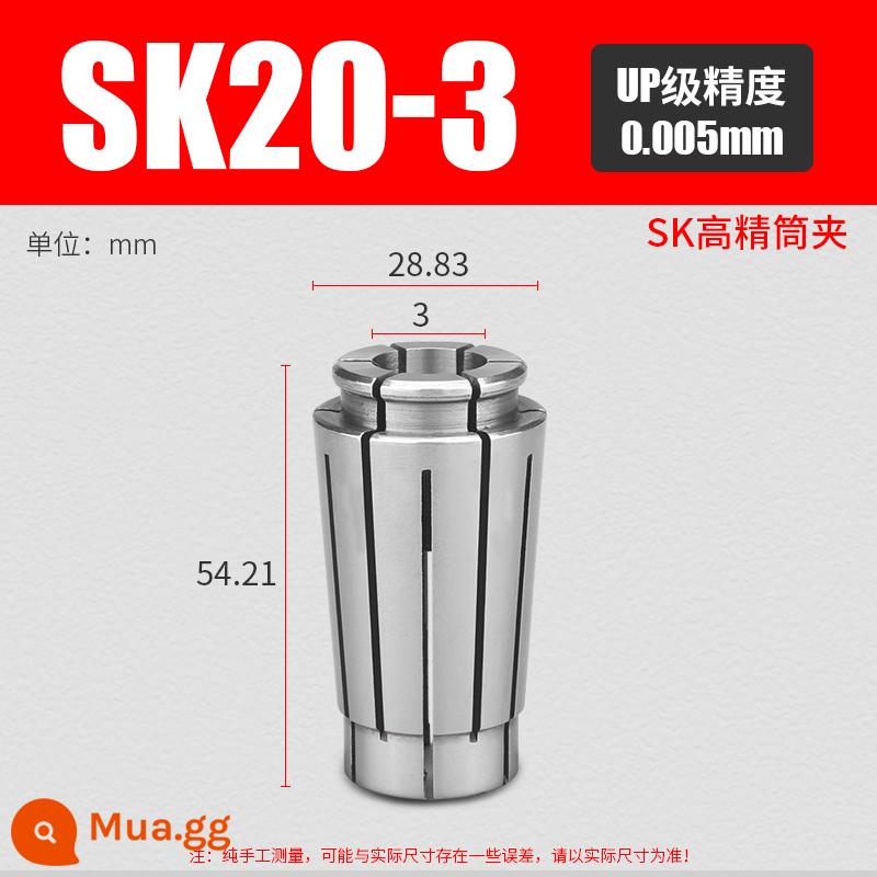 Ống kẹp SK có độ chính xác cao SK06SK10SK13SK16SK20SK25 Tay cầm CNC đàn hồi tốc độ cao mâm cặp LÊN cấp - SK20-3 màu xanh đậm (độ chính xác 0,005)