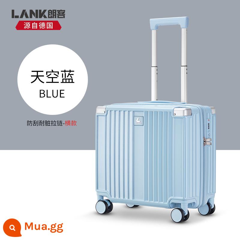 Vali máy bay Langke 16 inch có thể lên máy bay nam doanh nhân nhỏ và nhẹ 20 du lịch nữ đi công tác vali xe đẩy 18 inch - Xanh da trời [Phong cách dây kéo] Phiên bản ngang