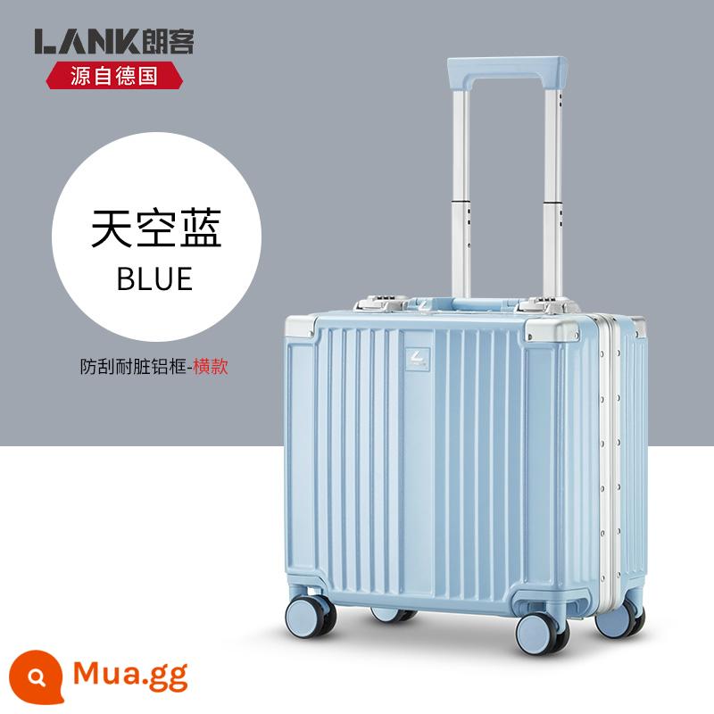 Vali máy bay Langke 16 inch có thể lên máy bay nam doanh nhân nhỏ và nhẹ 20 du lịch nữ đi công tác vali xe đẩy 18 inch - Sky Blue [Nâng cấp khung nhôm] Phiên bản nằm ngang