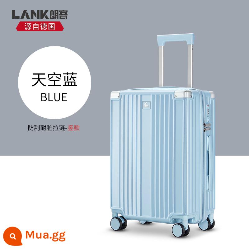 Vali máy bay Langke 16 inch có thể lên máy bay nam doanh nhân nhỏ và nhẹ 20 du lịch nữ đi công tác vali xe đẩy 18 inch - Xanh da trời [Phong cách dây kéo] Phiên bản dọc