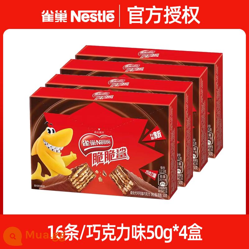 Nestle Bánh quy wafer cá mập giòn Sandwich Sô cô la Hương vị hỗn hợp Net Red Đồ ăn nhẹ giải trí cho năm mới Spree - [16 món] Hương sô-cô-la Tổng cộng 50g*4 hộp