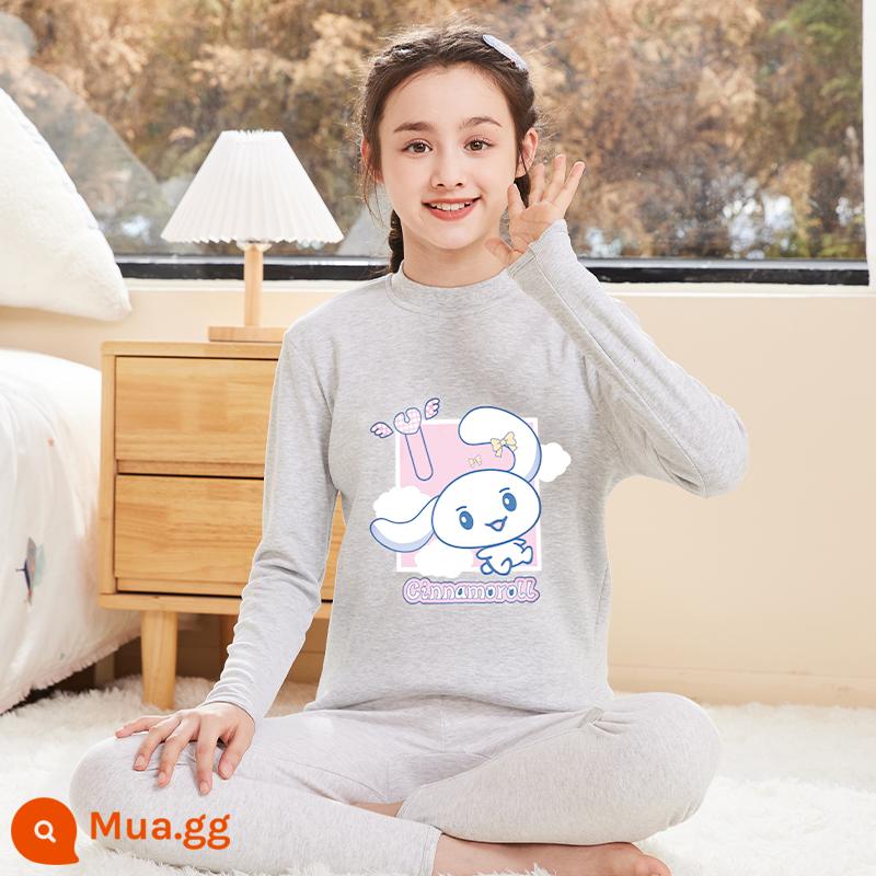 Quần áo mùa thu vệ sinh quần cotton nguyên chất của phụ nữ phù hợp với học sinh trung học cơ sở cotton bé gái sưởi ấm quần áo trung và lớn bé trai và bé gái áo len cotton mỏng - [Mẫu nâng cấp, chất lượng tốt hơn] Cổ trung tâm - Thỏ trăng xám nhạt