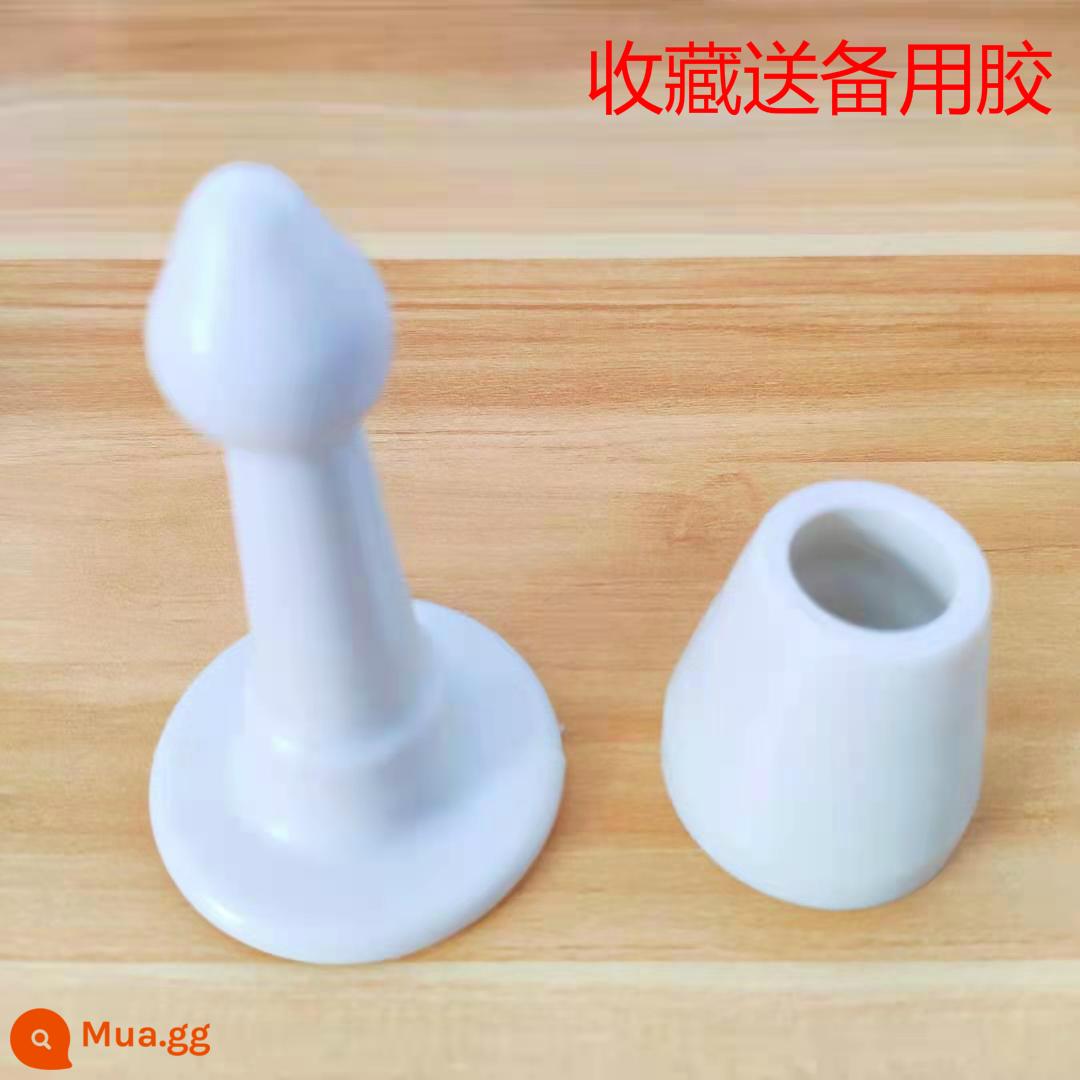 Tắt tiếng miễn phí đấm cửa hút silicone mặt đất hút phòng trang điểm phòng ngủ chống va chạm chặn cửa cửa nhà vệ sinh hàng đầu miếng đệm chống va chạm không khử mùi - 2 mẫu treo tường màu trắng [kiểu thẳng] {Bộ sưu tập keo dự phòng miễn phí}