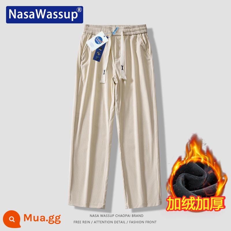 Nasa Wassup thẳng quần âu nam và nữ xếp nếp rời lau quần tây quần Plus nhung quần thể thao - 8802-Lông cừu trắng nhạt