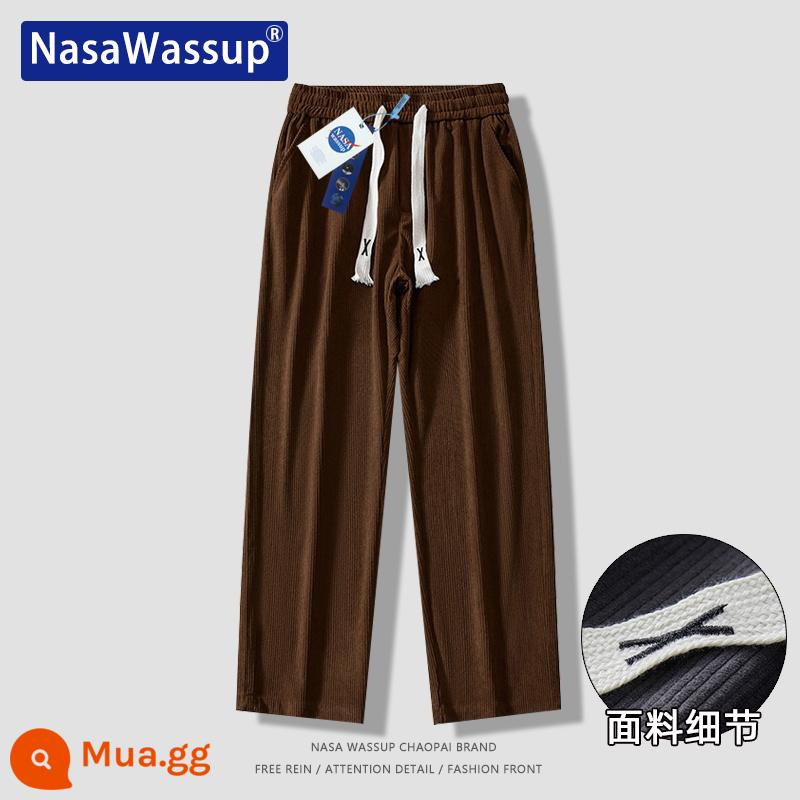 Nasa Wassup thẳng quần âu nam và nữ xếp nếp rời lau quần tây quần Plus nhung quần thể thao - 8802-Nâu [Xuân Thu]