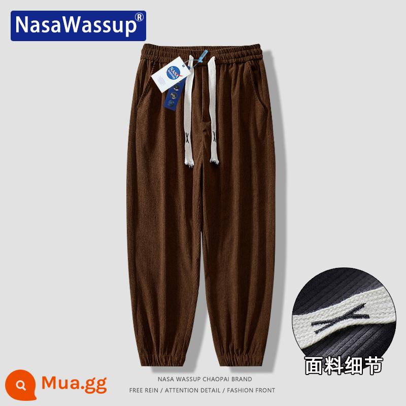 Nasa Wassup thẳng quần âu nam và nữ xếp nếp rời lau quần tây quần Plus nhung quần thể thao - 8801-Nâu [Xuân Thu]