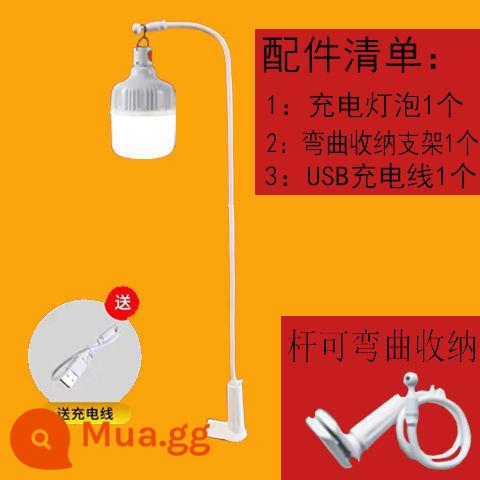 Gian hàng chợ đêm đèn kẹp để bàn led bóng đèn sạc siêu sáng khung cố định chiếu sáng ngoài trời tiện lợi - Đèn ấm sạc 562W + cột cố định 1 mét