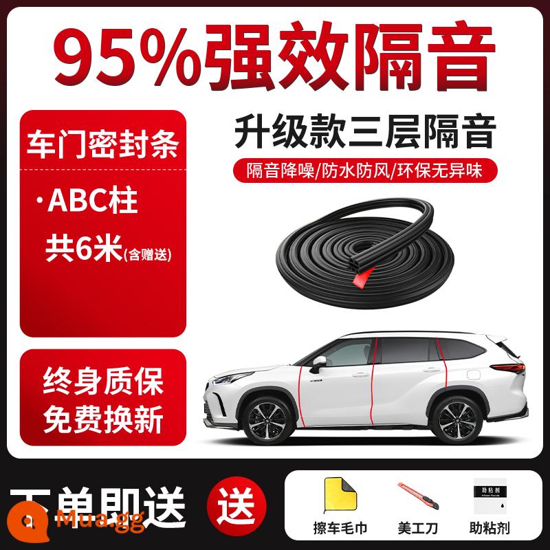 Bảng điều khiển trung tâm ô tô dải đệm cách âm kính chắn gió phía trước giảm tiếng ồn nội thất ô tô loại bỏ tiếng ồn hiện vật dải - [Trụ ABC] Gioăng Cửa [6m] + Dụng Cụ Lắp Đặt