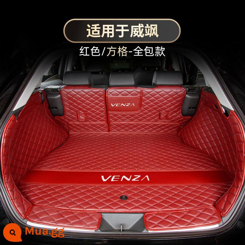 Dành riêng cho Toyota Venza Thảm cốp bao quanh đầy đủ Thảm cốp sau Thảm trang trí nội thất ô tô Phụ kiện sửa đổi đồ dùng ô tô - [Toyota Weisha] Mẫu ca rô [Thảm khoang sau trọn gói màu đỏ]