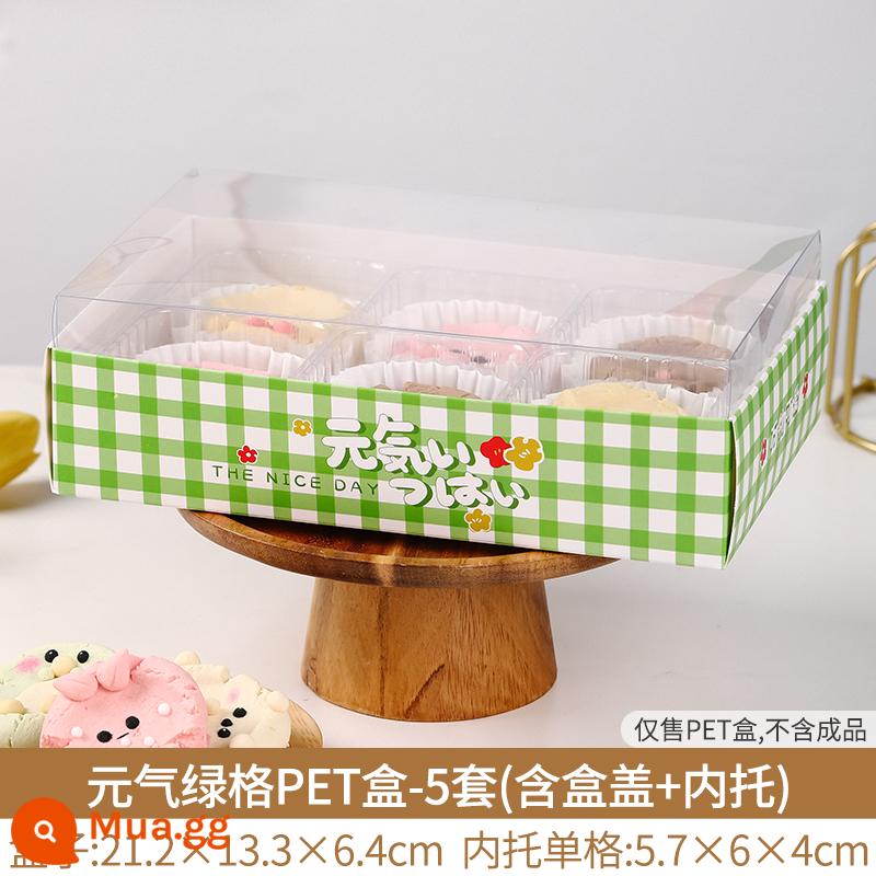 Bánh Quy Năm Mới Hộp Quà Tặng Hộp Thỏ Năm Mới Món Tráng Miệng Làm Bánh Macaron Bánh Ngọt 6 Hộp Thú Cưng - Hộp PET 6 lưới sức sống lưới xanh-5 bộ