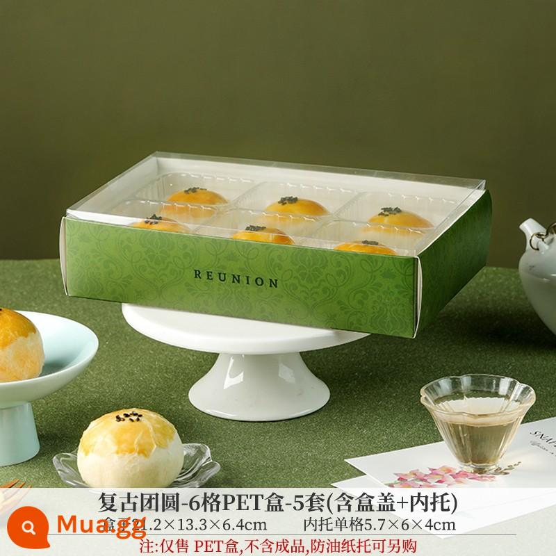 Bánh Quy Năm Mới Hộp Quà Tặng Hộp Thỏ Năm Mới Món Tráng Miệng Làm Bánh Macaron Bánh Ngọt 6 Hộp Thú Cưng - Hộp PET đoàn tụ 6 ngăn phong cách retro-5 bộ