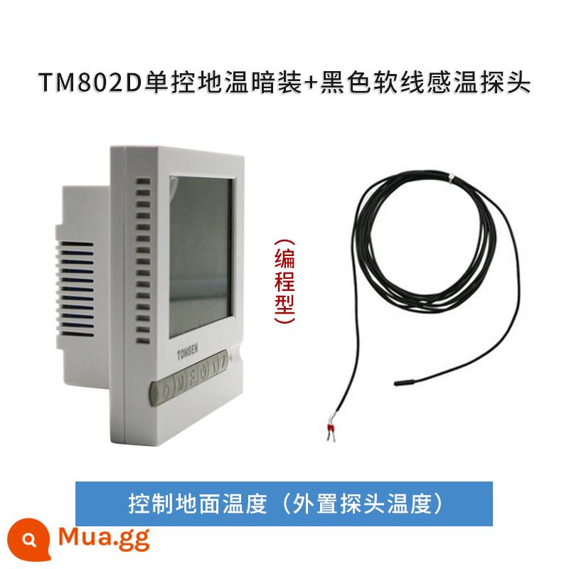 TOMSEN802 giấu thời gian thiết kế chương trình nhiệt điện sưởi ấm phim cáp sưởi điện sưởi ấm kang công tắc điều khiển nhiệt độ - Cài đặt giấu nhiệt độ sàn điều khiển đơn TM802D + màn hình nhiệt độ dây mềm màu đen