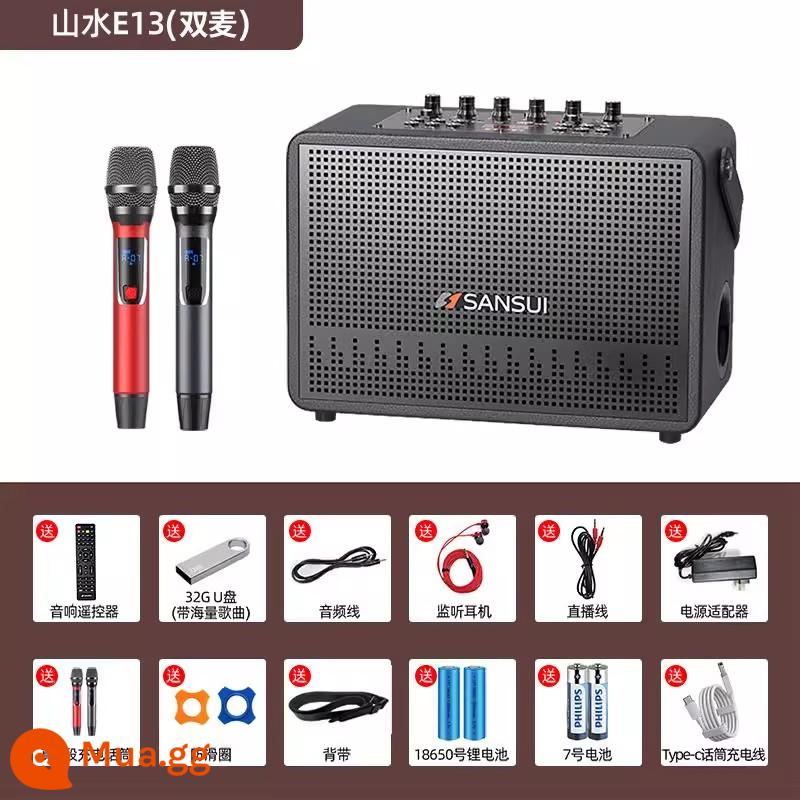 Shanshui Âm Thanh Bluetooth Square Dance Ngoài Trời K Singer Di Động Loa Siêu Trầm Có Micro Không Dây Trực Tiếp Chuyên Dụng - Phiên bản Extreme (micro kép)