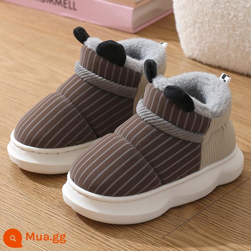 Giày cotton mùa đông cho bé từ 3-12 tuổi đế nhung dày dặn, giày cotton cao cấp chống nước cho nam và nữ, giày giữ ấm bé về nhà - cà phê [dễ thương]