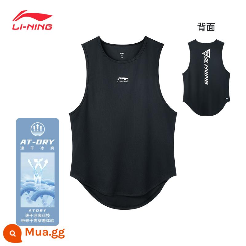 Áo thun nam ngắn tay Li Ning quần áo nhanh khô nửa tay thể thao mùa hè chạy băng lụa cầu lông phù hợp với nam người mẫu - Áo vest đen mát mẻ [AT DRY nhanh khô-thoáng khí và thấm mồ hôi]