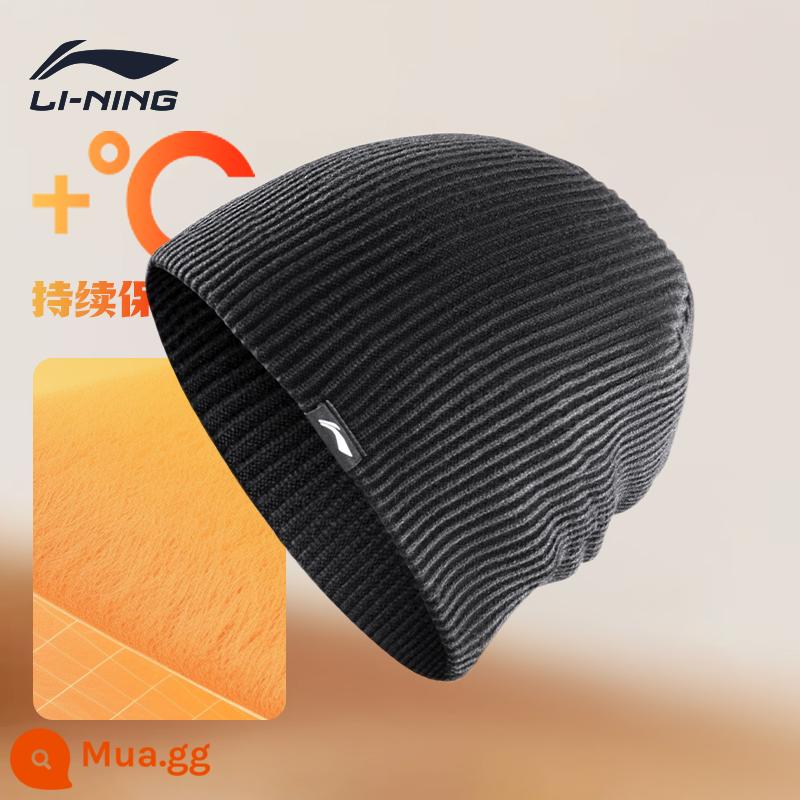 Mũ Li Ning chính hãng mùa đông nam mũ dệt kim nam chống lạnh và ấm áp Plus mũ len sang trọng thể thao nữ mũ nam mới - [101 Black] Mềm mại và nhẹ nhàng/Khóa nhiệt độ hai lớp