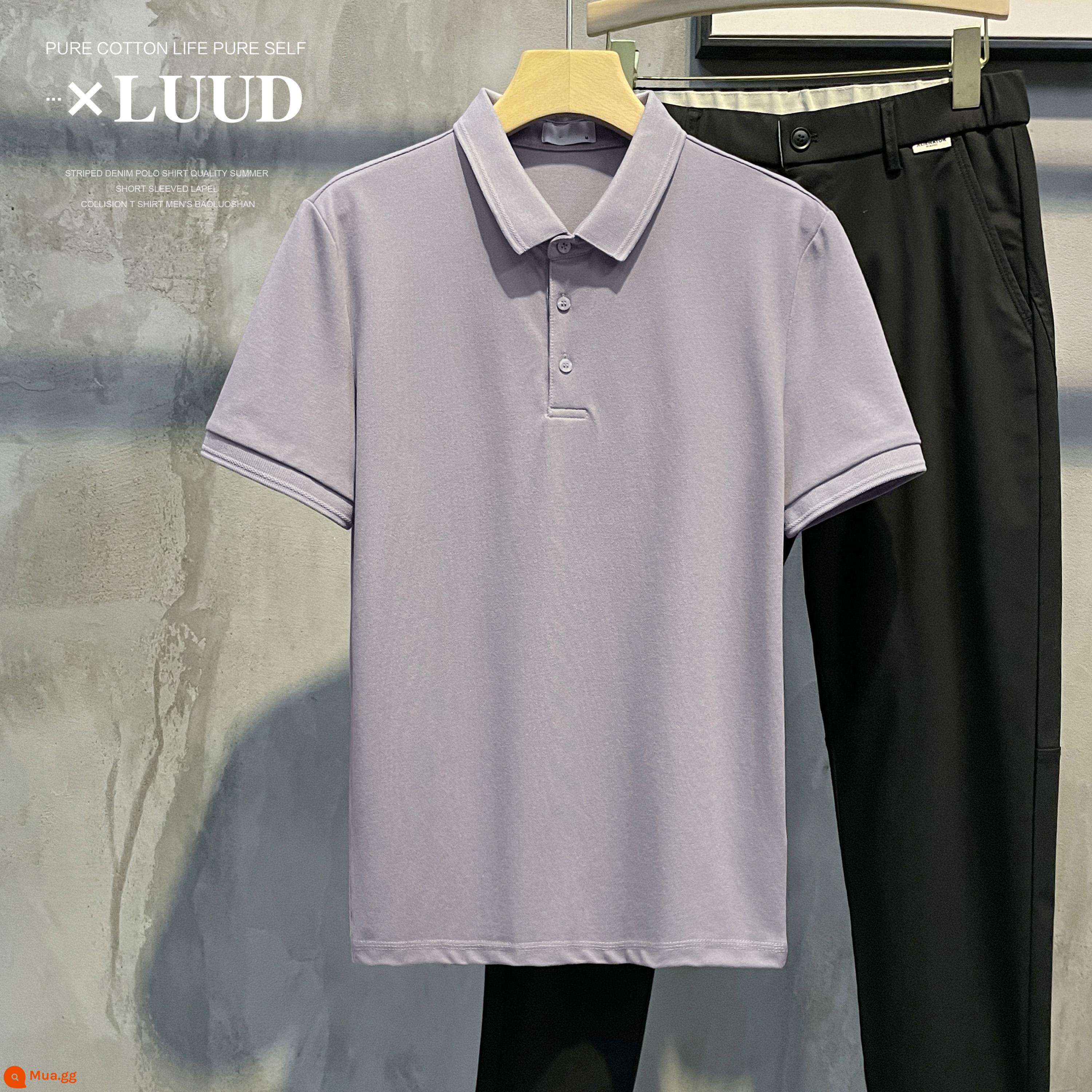 LUUD Modilan màu mới áo sơ mi POLO có ve áo piqué cotton ngắn tay nam giản dị cho tất cả các trận đấu slim Ralph Lauren polo top - cây nho tím