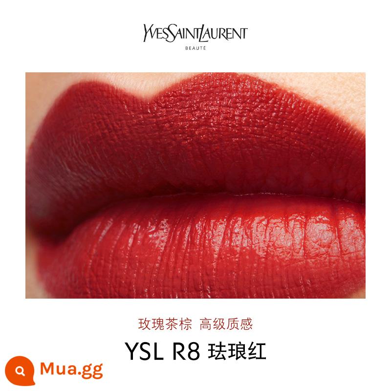 [Ra mắt sản phẩm mới] YSL Saint Laurent New Square Tube Lipstick Satin Họa tiết NM Khỏa thân Muse N8 Phấn hun khói Khỏa thân - YSL R8 men đỏ