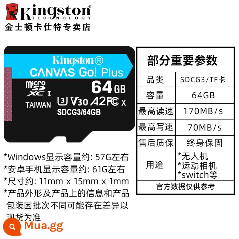 Kingston256g thẻ nhớ tốc độ cao 170 MB/giây máy ảnh thể thao máy bay không người lái chuyển đổi bảng điều khiển trò chơi - Máy bay không người lái/Camera hành động 170 MB/giây 64GB