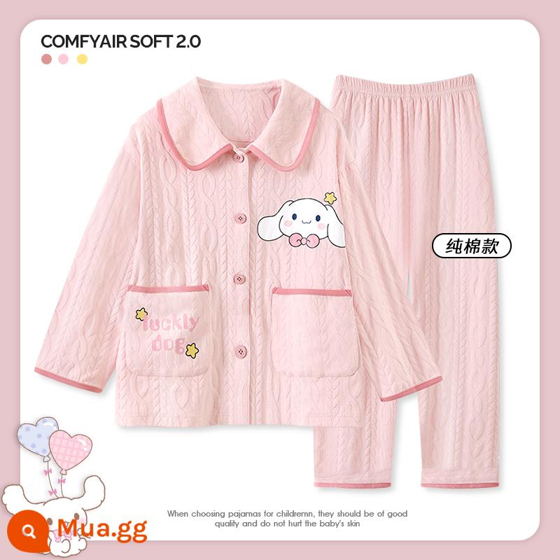 Bộ Đồ Ngủ Bé Gái Mùa Thu Dài Tay Cotton Nguyên Chất 2023 Bộ Đồ Bé Gái Mới Internet Người Nổi Tiếng Quần Áo Thu Đông Trẻ Em Lớn Quần Áo Ở Nhà Mùa Thu Đông - CMG31702 quế hồng