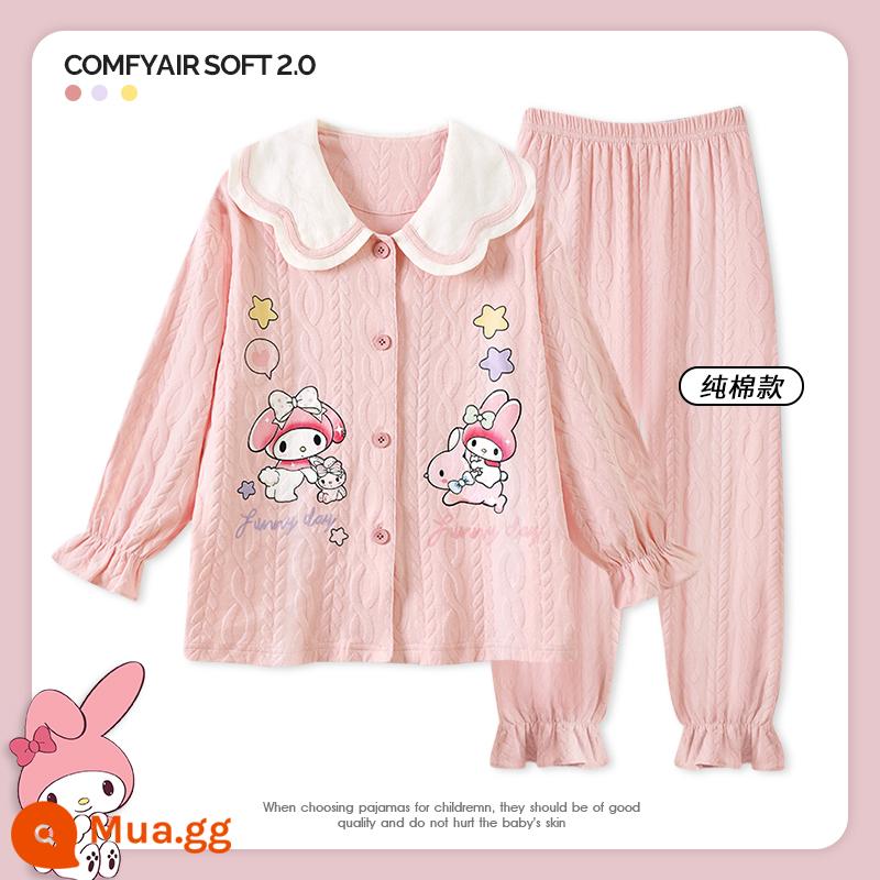 Bộ Đồ Ngủ Bé Gái Mùa Thu Dài Tay Cotton Nguyên Chất 2023 Bộ Đồ Bé Gái Mới Internet Người Nổi Tiếng Quần Áo Thu Đông Trẻ Em Lớn Quần Áo Ở Nhà Mùa Thu Đông - CMG31698 Merlot sao