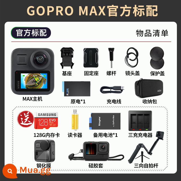 GoPro Hero10 Black Black Dog 11/9/8Max 360 Máy ảnh thể thao chống Vlog Panoramic - GOPRO MAX-Pin kép tiêu chuẩn chính thức