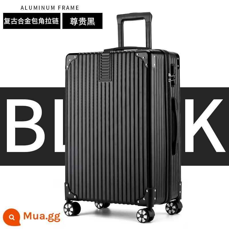 Vali nữ nhỏ 20 inch xe đẩy nội trú trường hợp sinh viên nam 24 mật khẩu du lịch bao da bền và dày - Dây kéo góc kim loại-đen quý phái