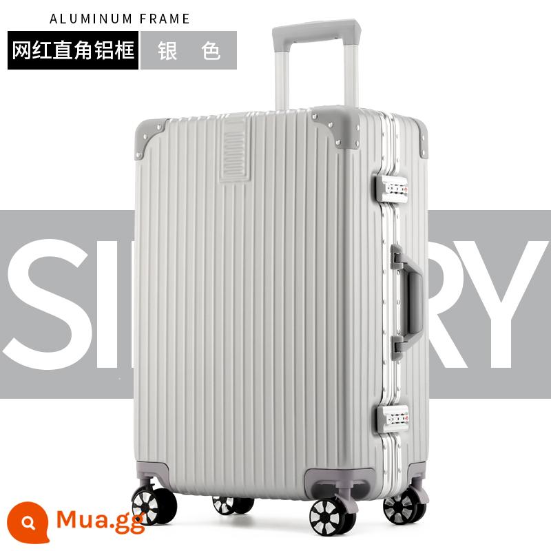 Vali nữ nhỏ 20 inch xe đẩy nội trú trường hợp sinh viên nam 24 mật khẩu du lịch bao da bền và dày - Khung nhôm dày dặn chống xước-bạc sang trọng