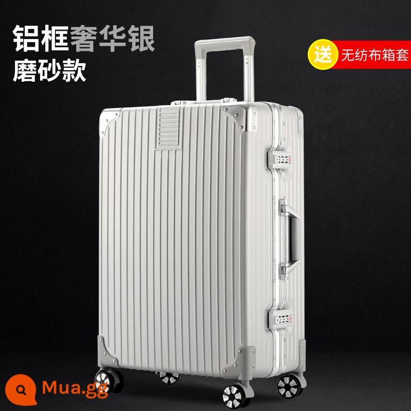 Vali Nữ Nhỏ 20 Inch Chắc Chắn Và Bền Dày Xe Đẩy Mật Khẩu Bao Da Du Lịch Bé Trai Mới 2022 - Khung Nhôm Đinh Tán Góc (Bạc Cao Cấp)