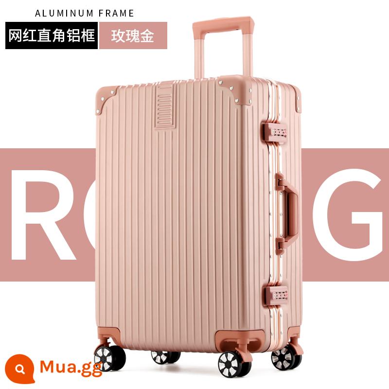 Vali nữ nhỏ 20 inch xe đẩy nội trú trường hợp sinh viên nam 24 mật khẩu du lịch bao da bền và dày - Khung nhôm dày chống xước-vàng hồng