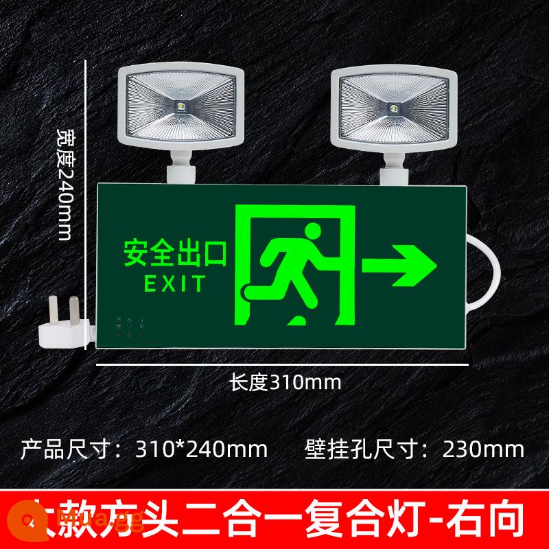 Fire hai trong một tổng hợp đa chức năng tiêu chuẩn quốc gia mới dẫn hai đầu chiếu sáng khẩn cấp hướng dẫn sơ tán thoát hiểm an toàn - Model lớn đa chức năng, quay mặt về phía bên phải [tiêu chuẩn quốc gia mới]