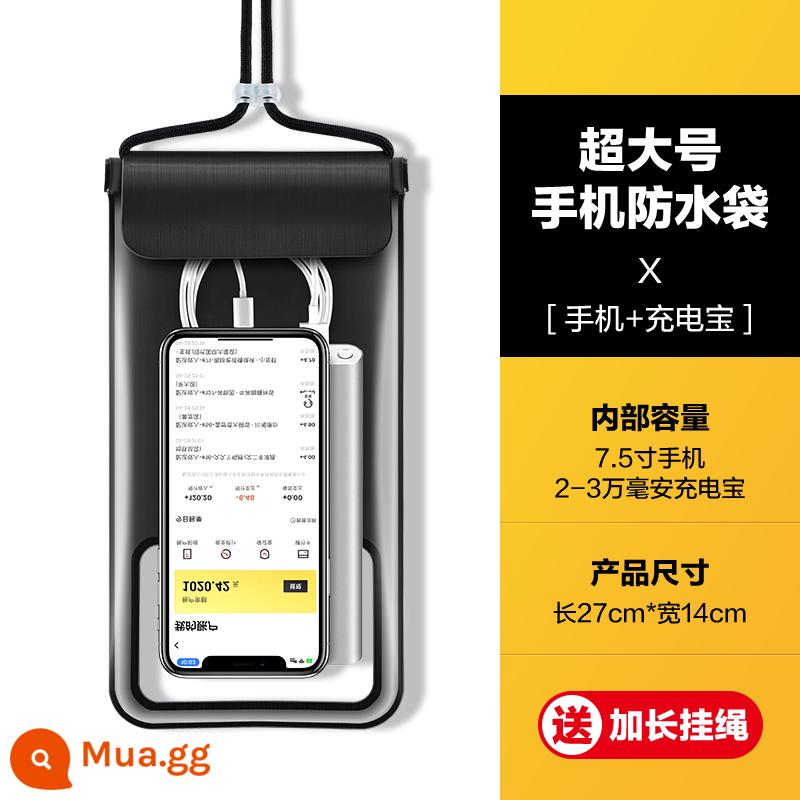 Giao túi chống nước cho điện thoại di động màn hình cảm ứng có thể sạc lại dành cho người lái đặc biệt túi tự hàn kín dung lượng lớn Vỏ bảo vệ điện thoại di động chống bụi và chống mưa - Màu đen [phổ thông 7,5 inch] có thể chứa bộ sạc di động 2-3W mAh