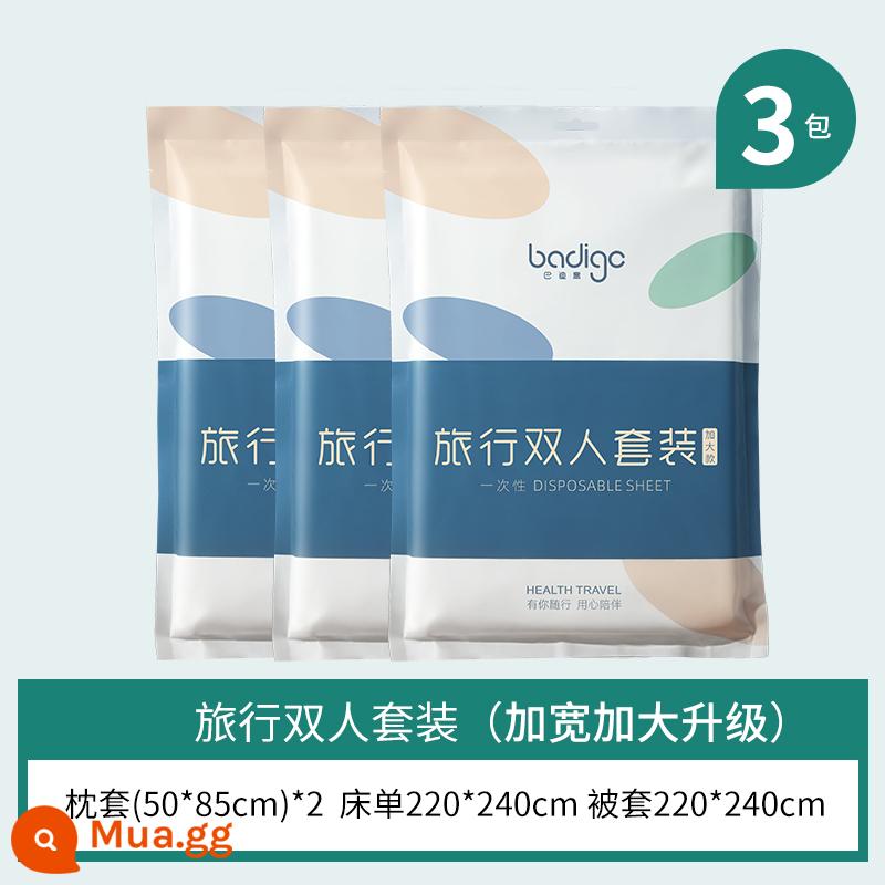 Du Lịch Giặt Không Ga Giường Vỏ Chăn Áo Gối Chần Gòn Vỏ Chăn Bốn Bộ Khách Sạn Du Lịch Bẩn Chăn Ga Gối Di Động - Tiệt trùng chân không [Bộ đôi, 3 bộ] Model cực lớn