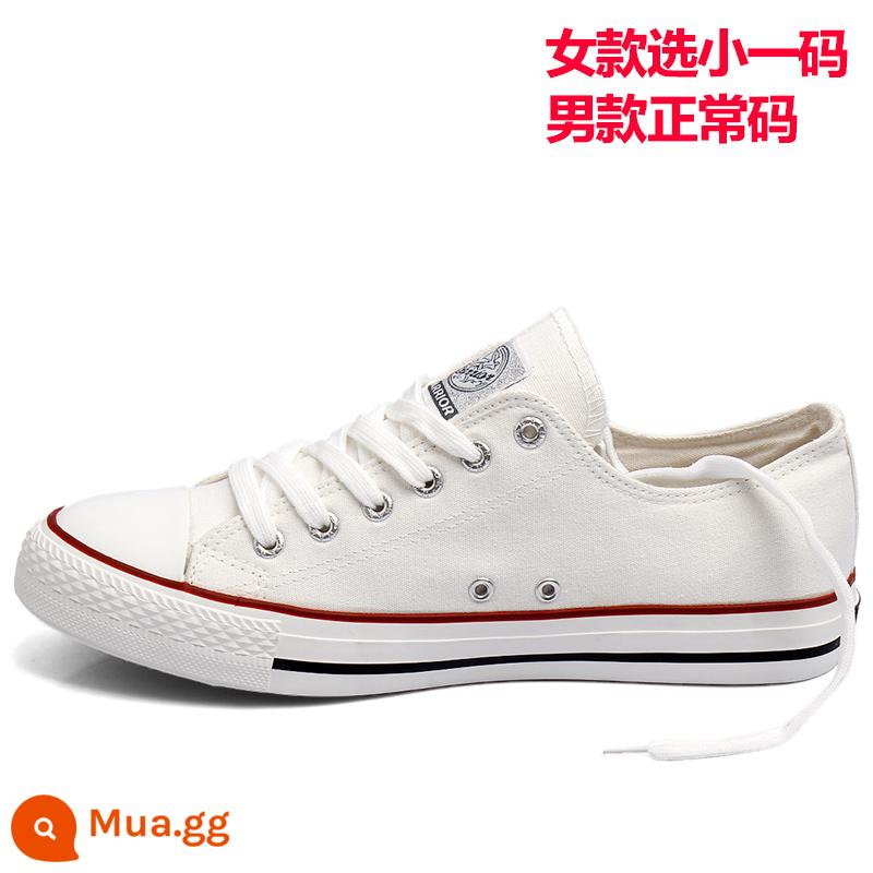 Kéo Lưng Ống Cao Giày Vải Nam Mùa Hè Mới 2023 Giày Thoáng Khí Nam Giày Sneaker Nữ Màu Xanh Giày Vải - Phong cách cổ điển thấp cấp màu trắng