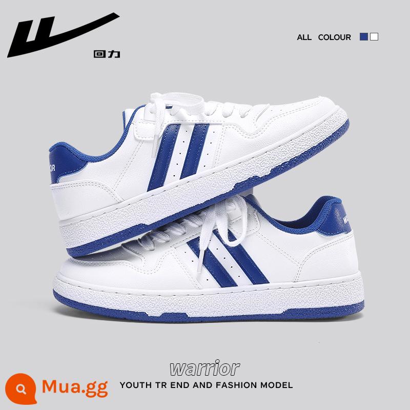 Giày nữ pull back giày trắng nữ 2023 mới mùa thu giày trắng nữ thể thao đa năng giày sneaker nữ mẫu - Trắng và xanh [Phong cách da hợp thời trang] Làm sẵn