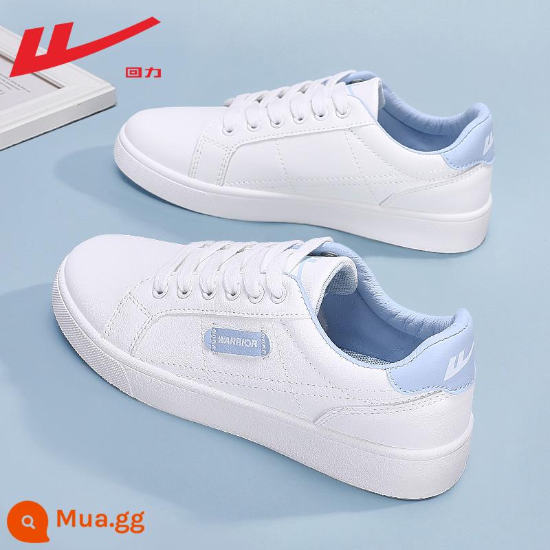 Giày nữ pull back giày trắng nữ 2023 mới mùa thu giày trắng nữ thể thao đa năng giày sneaker nữ mẫu - Trắng và xanh [mẫu da không thấm nước] làm sẵn