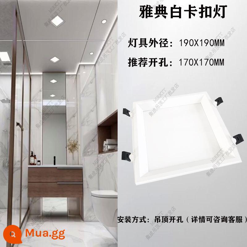 Bảng điều khiển tổ ong đèn đặc biệt tích hợp trần led lưới tản nhiệt đèn 19x19 đèn vuông nhỏ đèn phẳng nhà bếp phòng tắm nhúng đèn - Đèn chụp trắng Athens 190X190 khoan 24W 17X 17CM